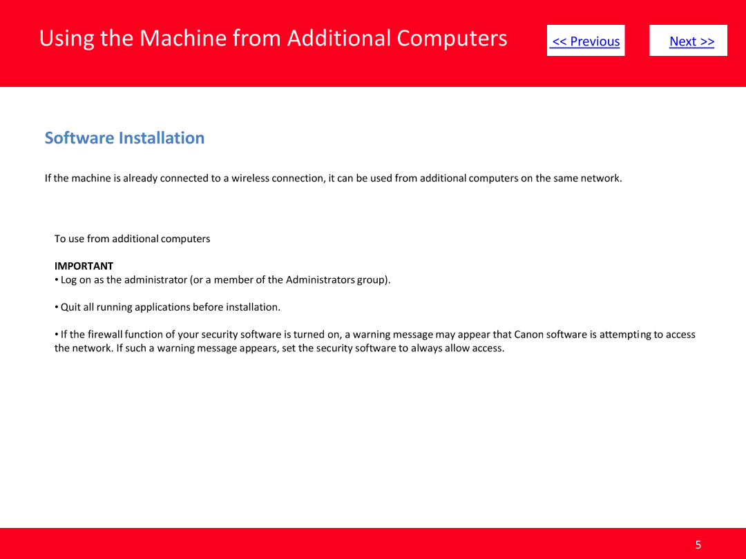 Canon MP495 manual Using the Machine from Additional Computers, Software Installation 