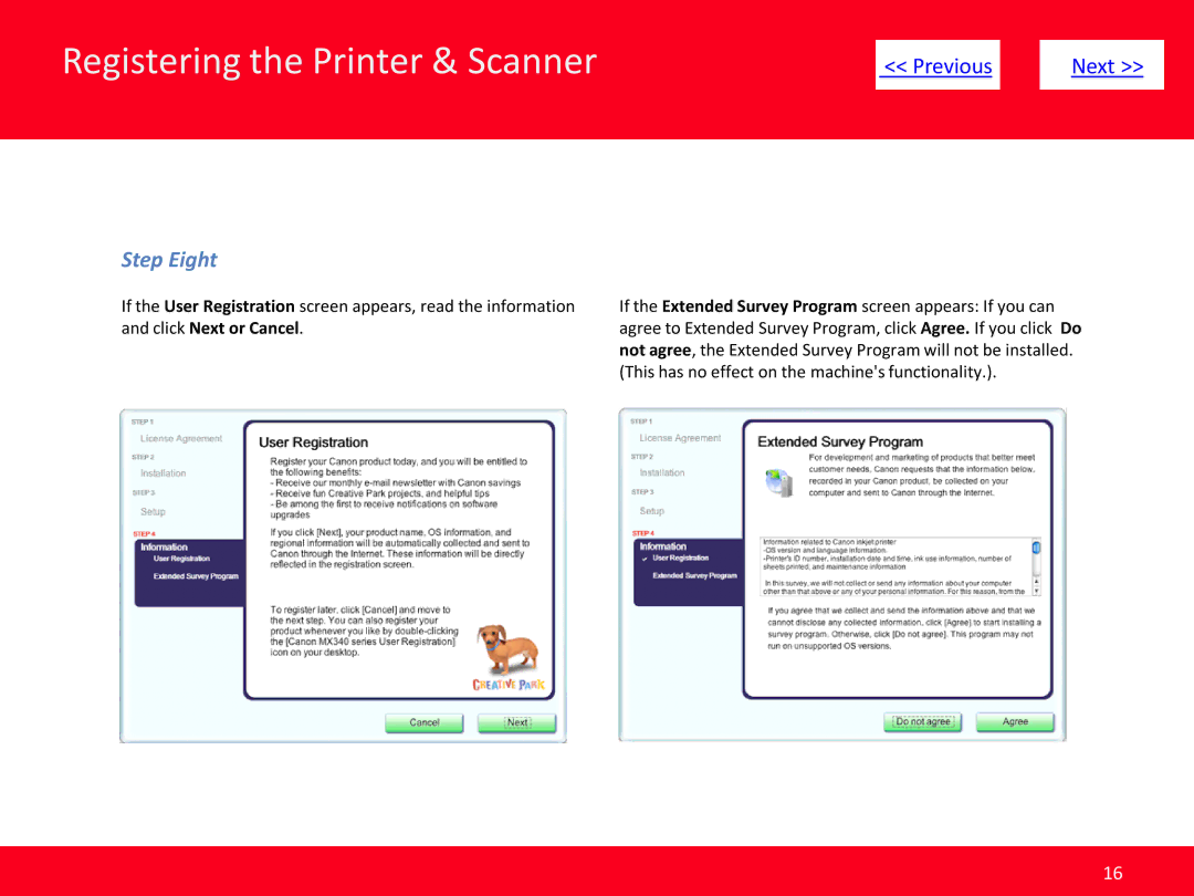 Canon MP495 manual Step Eight, Click Next or Cancel, This has no effect on the machines functionality 