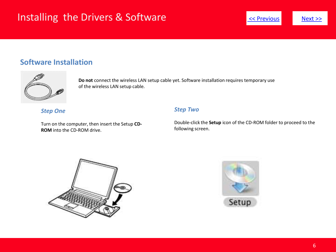 Canon MP499 manual Step One, Step Two, Installing the Drivers & Software, Software Installation, Previous, Next 
