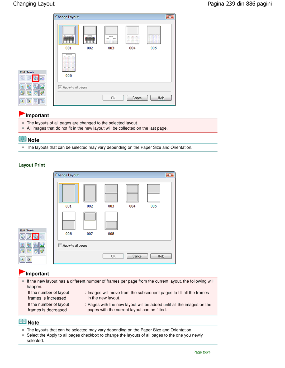 Canon MP550 manual Layout Print 