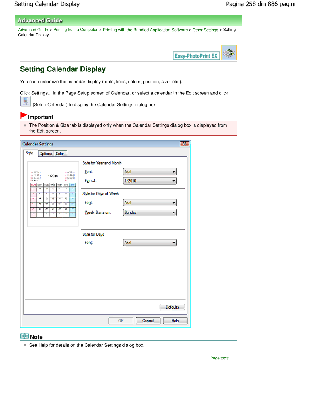 Canon MP550 manual Setting Calendar Display 