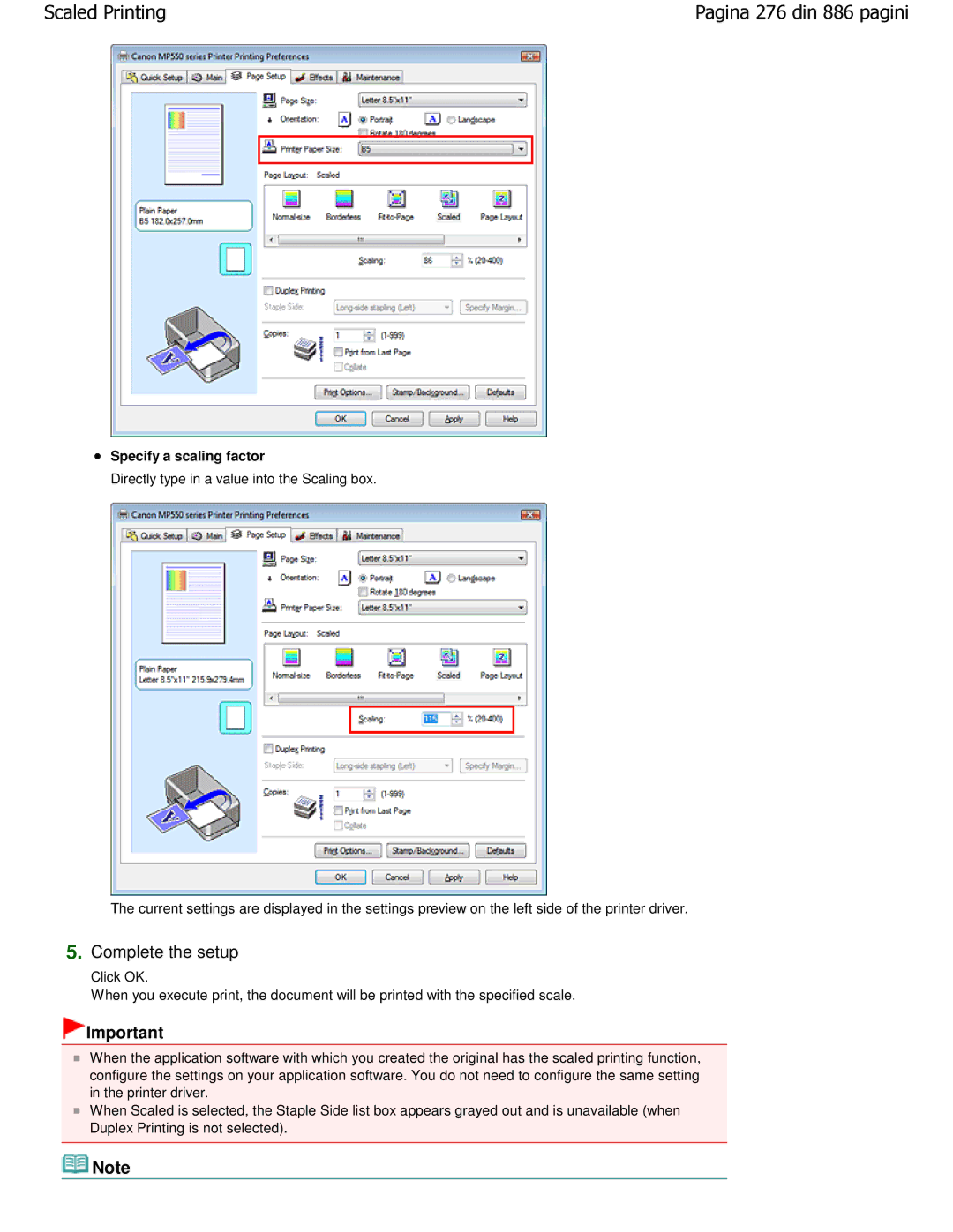 Canon MP550 manual Specify a scaling factor 