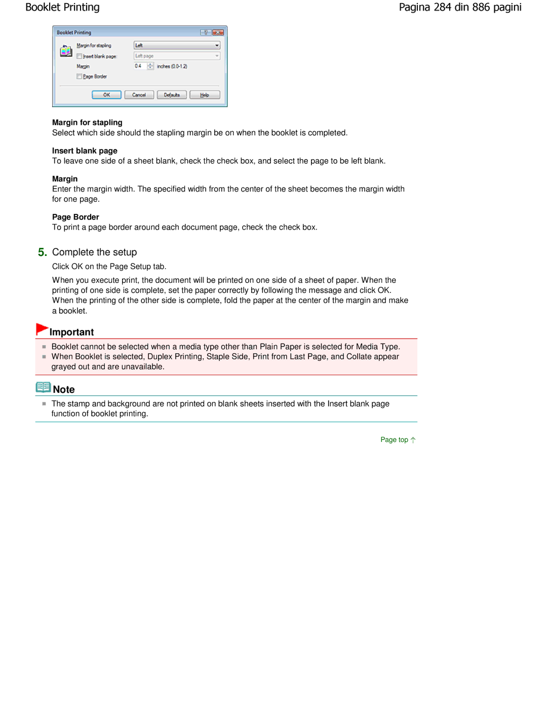 Canon MP550 manual Margin for stapling, Insert blank 