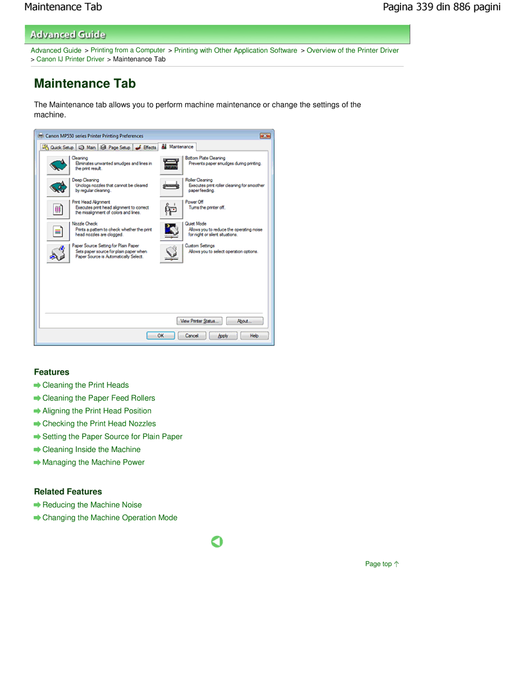 Canon MP550 manual Related Features 