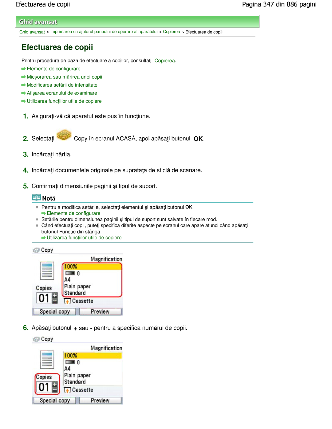 Canon MP550 manual Efectuarea de copii, Elemente de configurare 