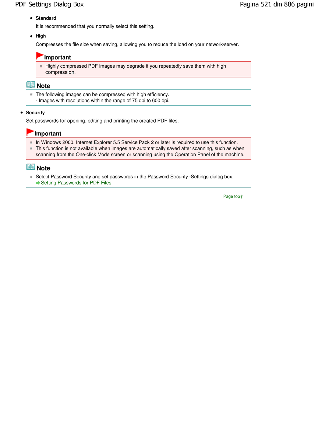 Canon MP550 manual Standard, It is recommended that you normally select this setting, Security 