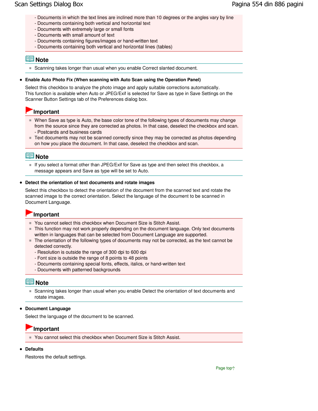 Canon MP550 manual Detect the orientation of text documents and rotate images 