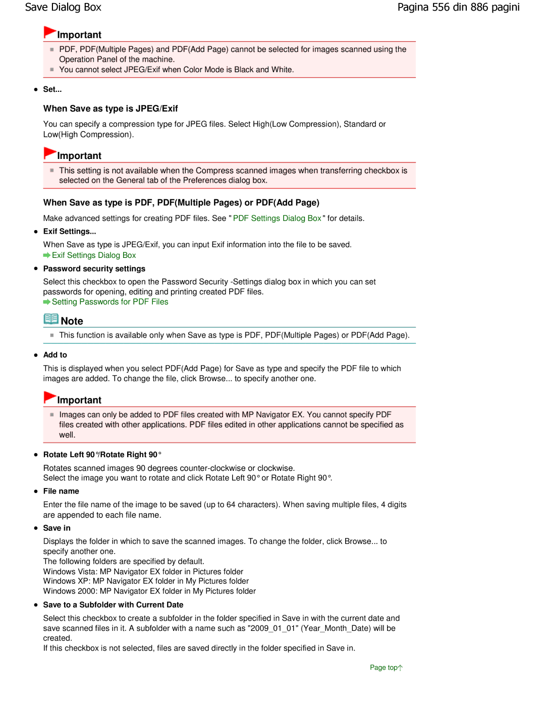 Canon MP550 manual Exif Settings, Password security settings Add to, Well, Rotate Left 90/Rotate Right 