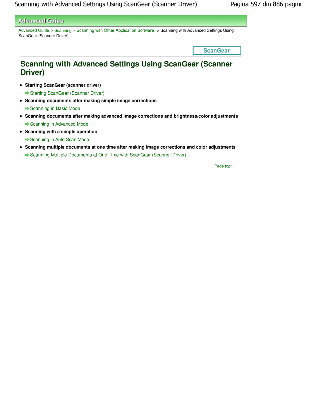 Canon MP550 manual Scanning with Advanced Settings Using ScanGear Scanner, Starting ScanGear scanner driver 