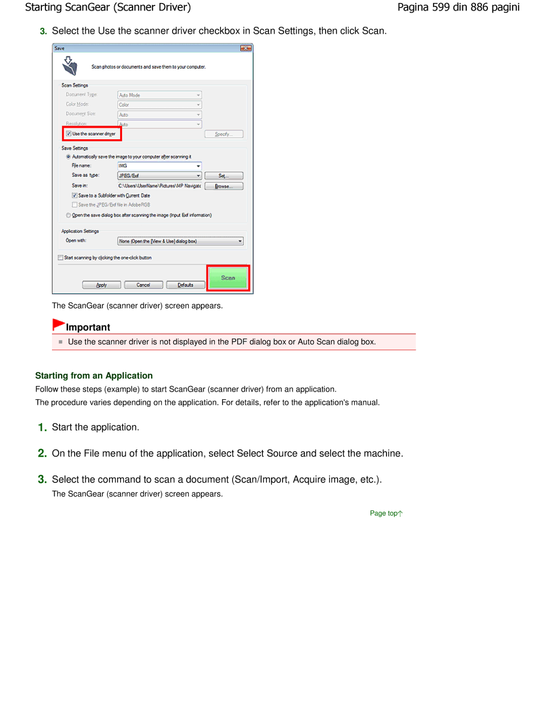 Canon MP550 manual Start the application, Starting from an Application 