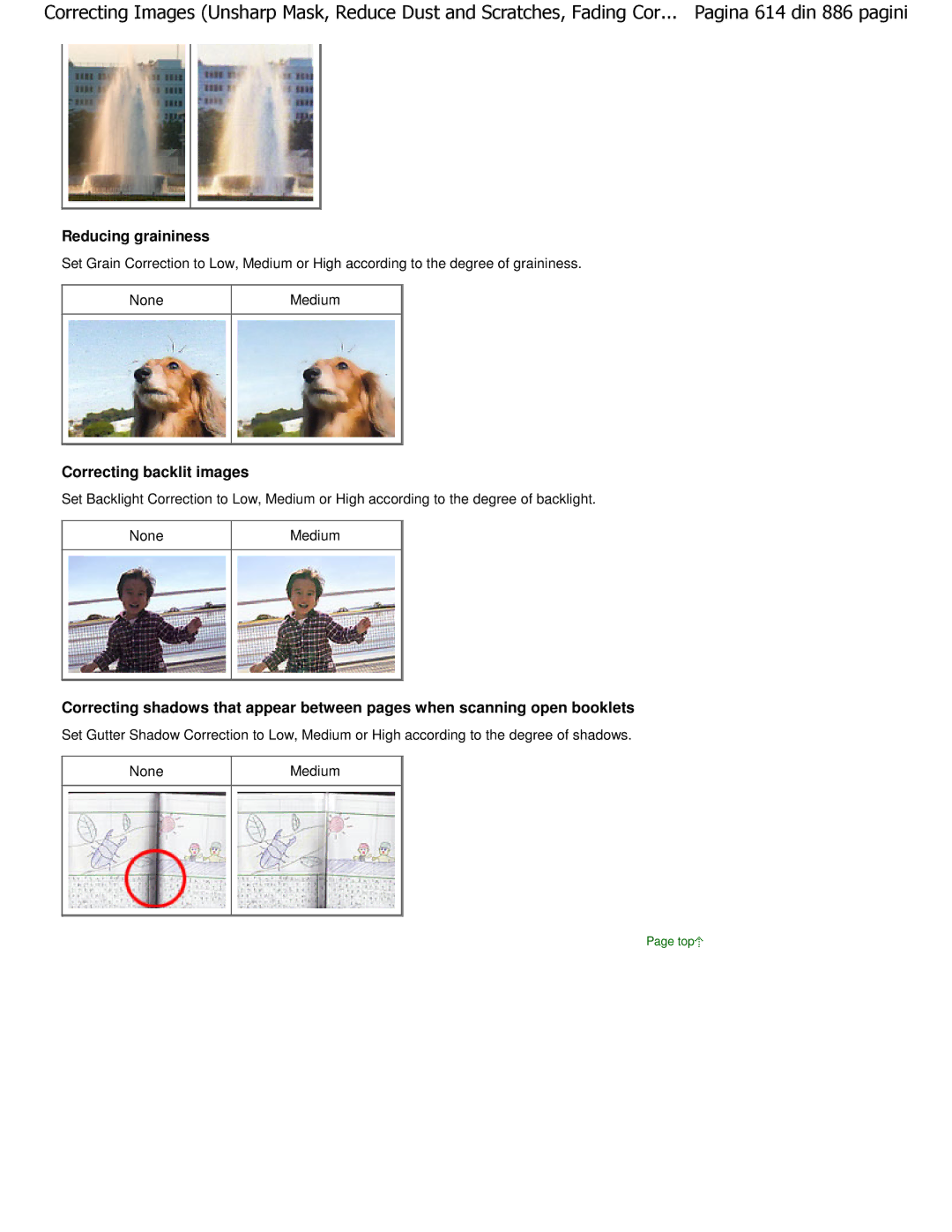 Canon MP550 manual Reducing graininess, Correcting backlit images 