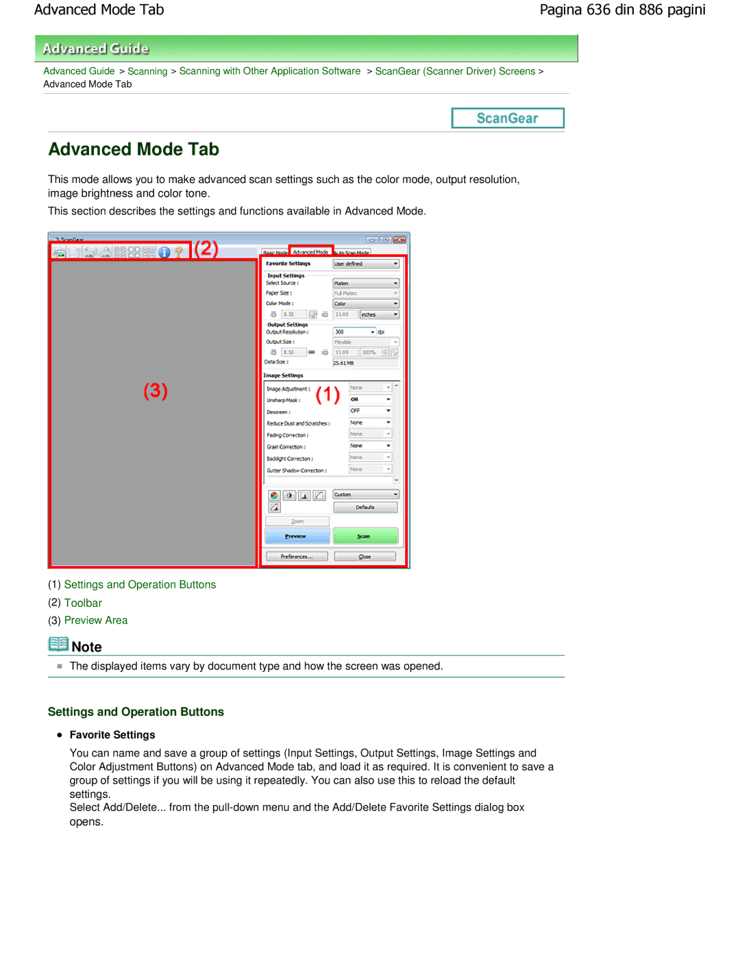 Canon MP550 manual Advanced Mode Tab, Favorite Settings 