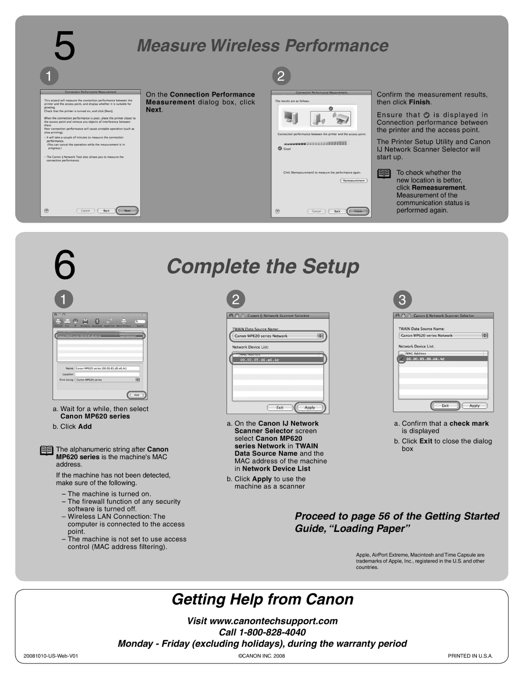 Canon manual Measure Wireless Performance, On the Connection Performance, Next, Canon MP620 series 