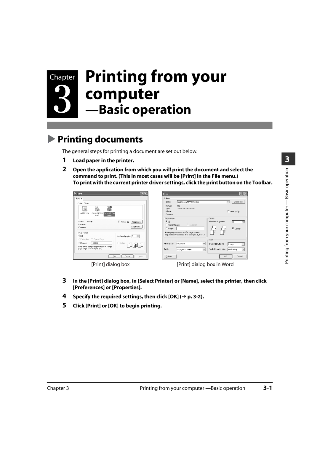 Canon MP700, MP730 manual Printing from your, Computer, Printing documents, Load paper in the printer 