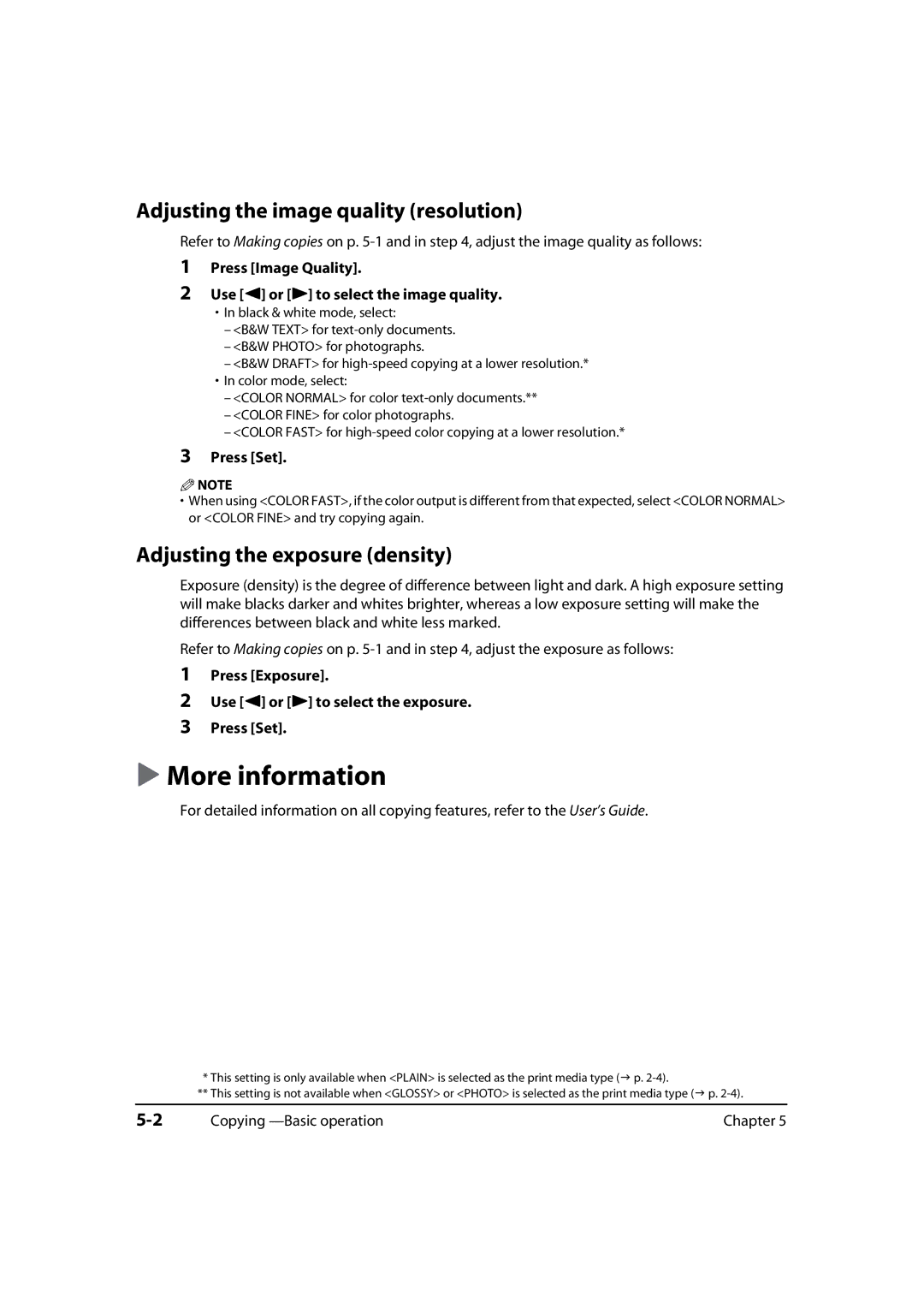 Canon MP730, MP700 manual Adjusting the image quality resolution, Adjusting the exposure density 