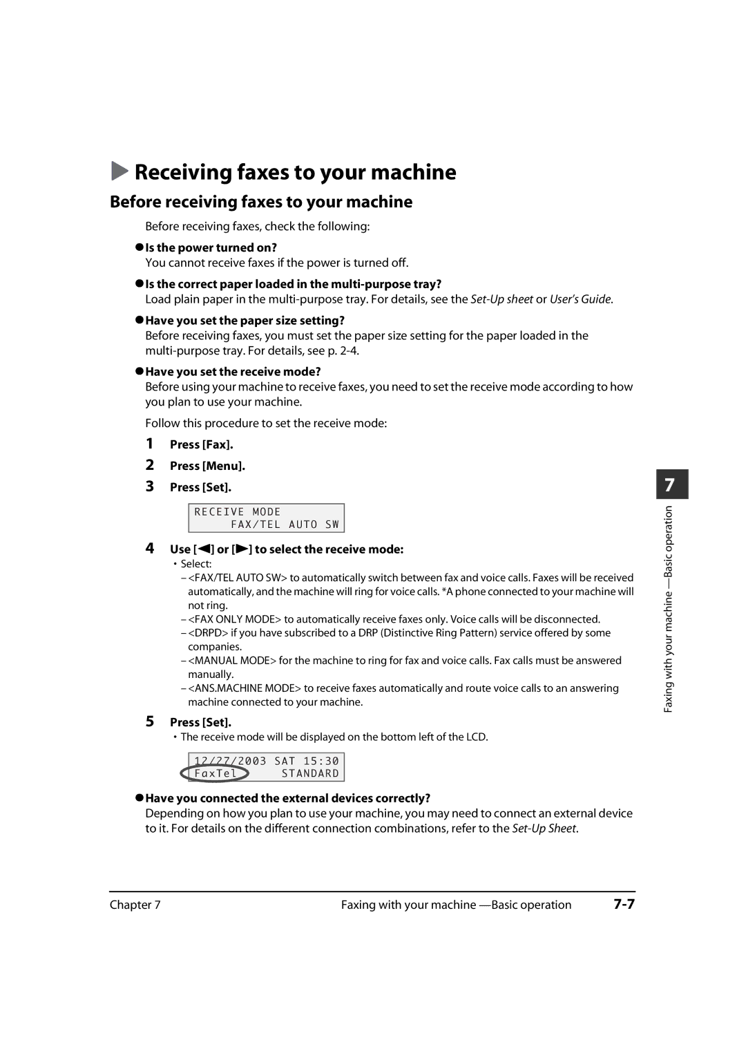 Canon MP700, MP730 manual Receiving faxes to your machine, Before receiving faxes to your machine 