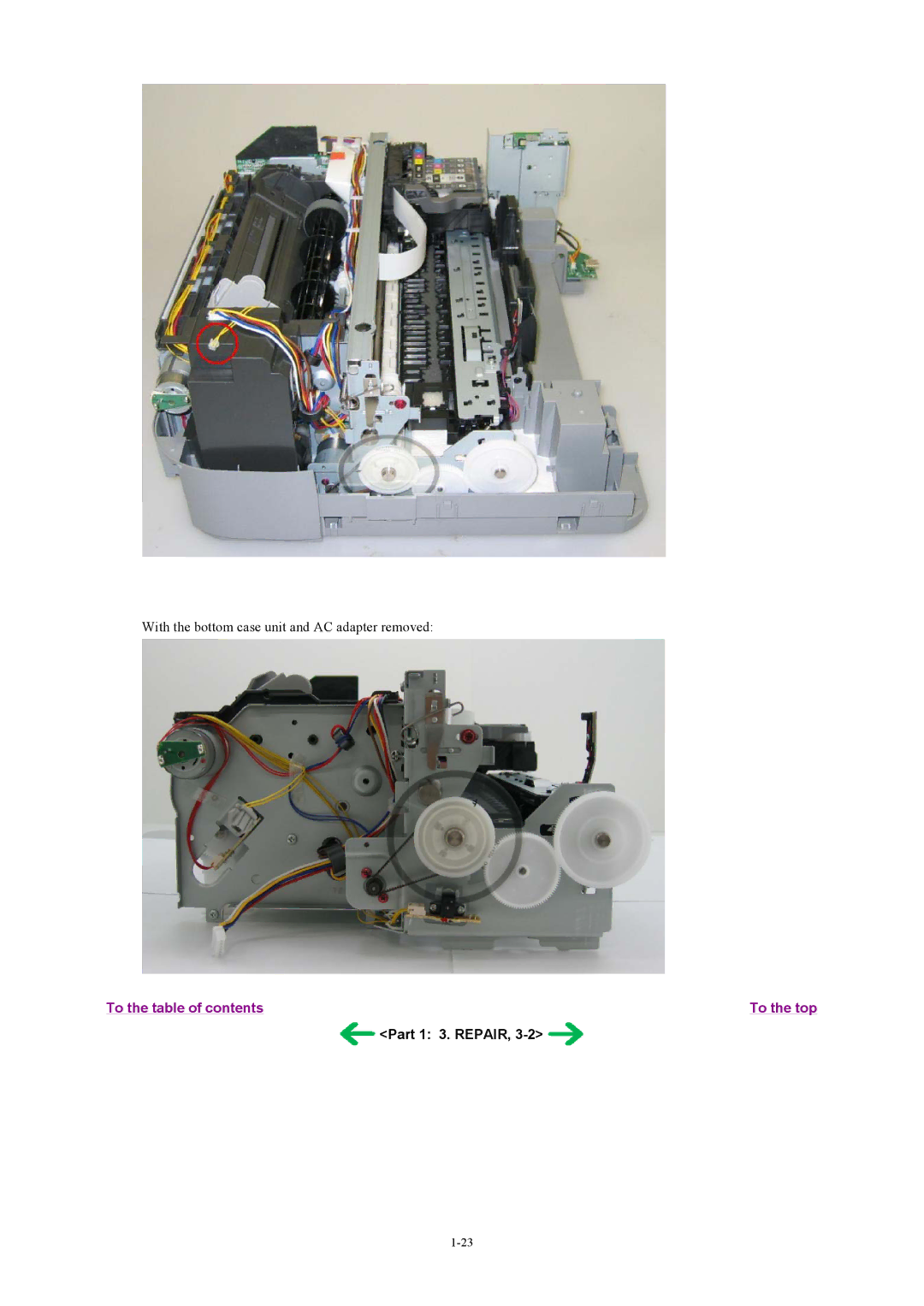 Canon MP800 manual With the bottom case unit and AC adapter removed 