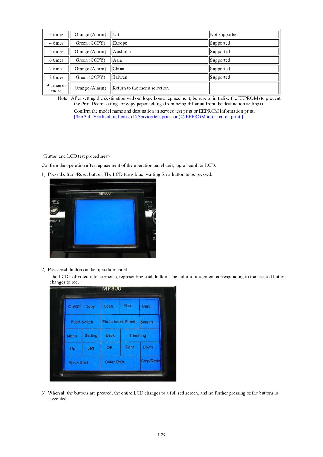 Canon MP800 manual Times Orange Alarm 