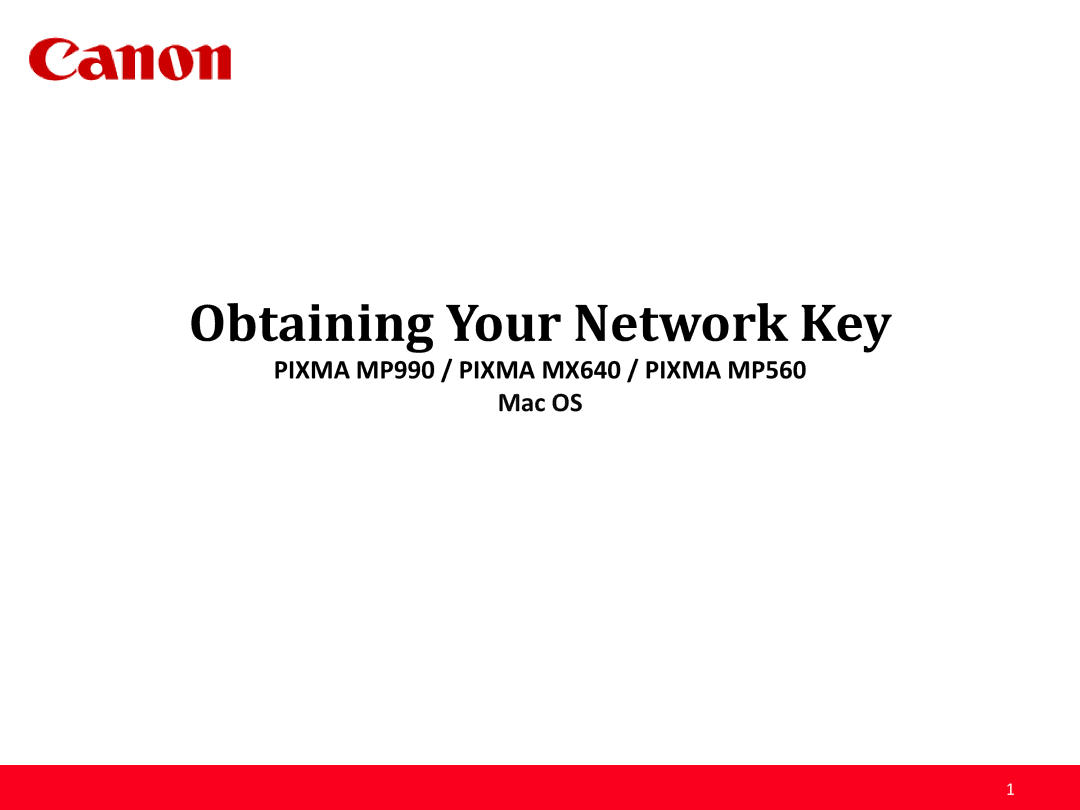 Canon MP560, MP990, MX640 manual Obtaining Your Network Key 