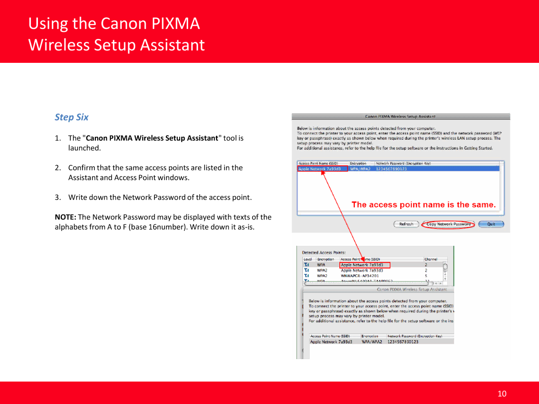 Canon MP560, MP990, MX640 manual Step Six, Canon Pixma Wireless Setup Assistant tool is launched 