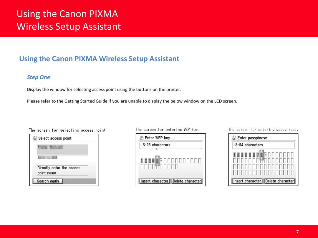 Canon MP560, MP990, MX640 manual Using the Canon PIXMA Wireless Setup Assistant, Step One 