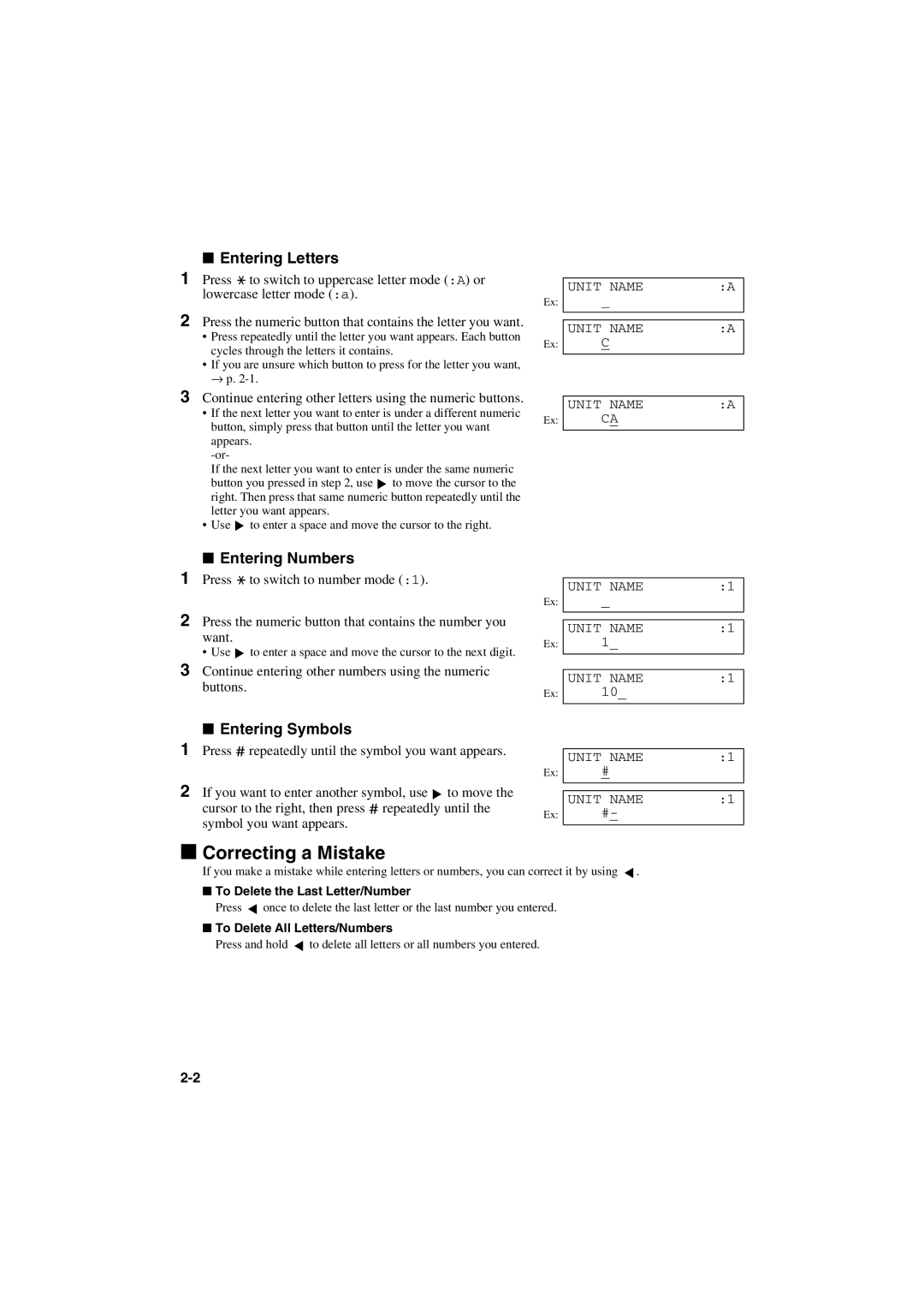 Canon MPC600F/400 manual Correcting a Mistake, Continue entering other letters using the numeric buttons 