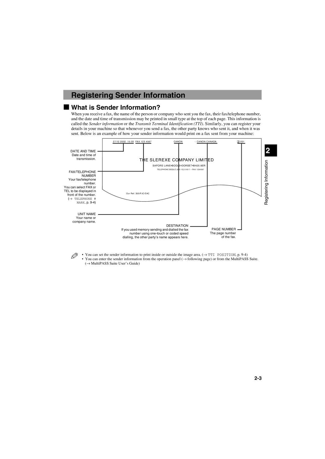 Canon MPC600F/400 manual Registering Sender Information, What is Sender Information? 