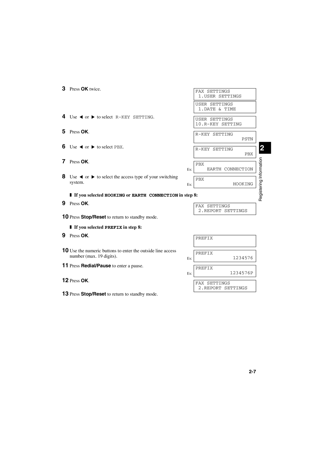 Canon MPC600F/400 manual If you selected Hooking or Earth Connection in step, If you selected Prefix in step 