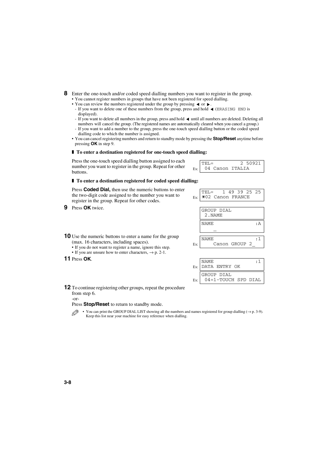 Canon MPC600F/400 manual To enter a destination registered for coded speed dialling 