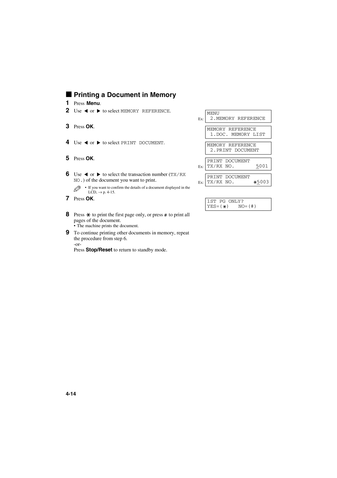 Canon MPC600F/400 manual Printing a Document in Memory, Machine prints the document 