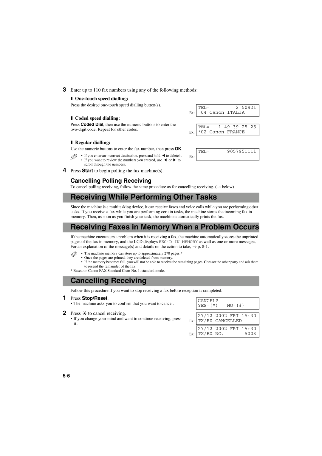 Canon MPC600F/400 manual Receiving While Performing Other Tasks, Receiving Faxes in Memory When a Problem Occurs 