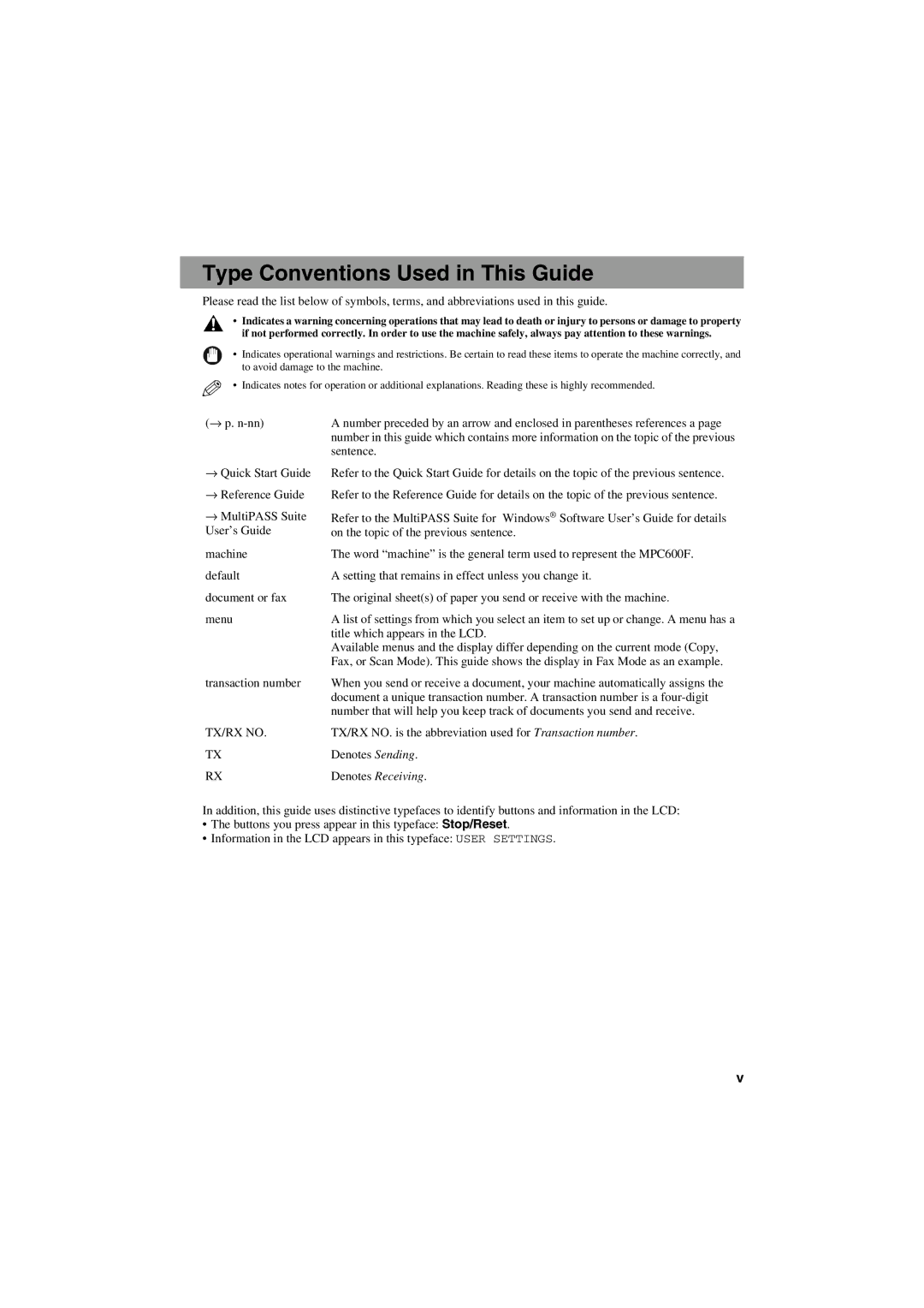 Canon MPC600F/400 manual Type Conventions Used in This Guide 