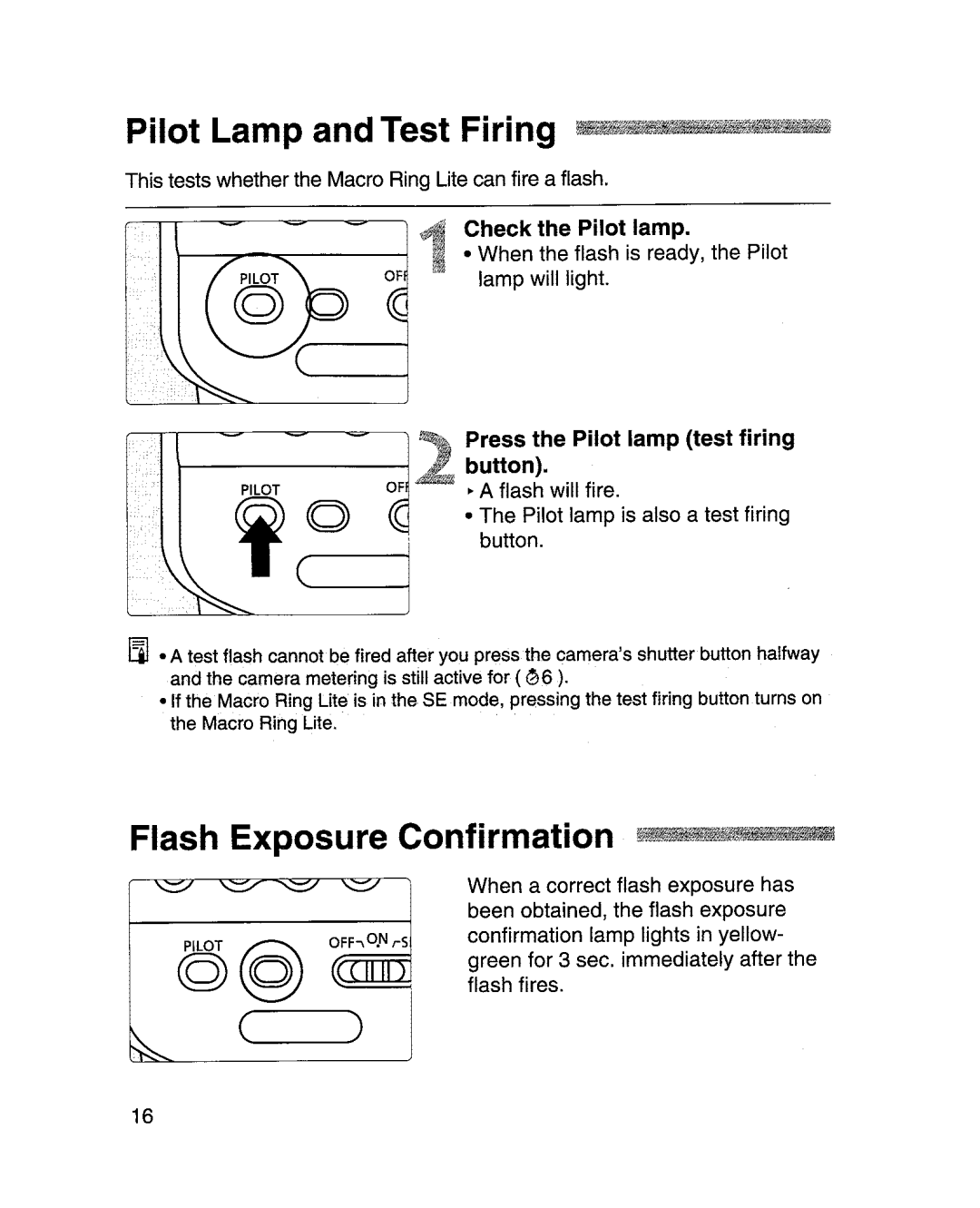 Canon MR-14EXl manual Check the Pilot lamp, Press the Pilot lamp test firing button 