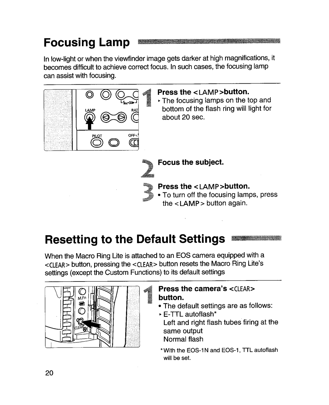 Canon MR-14EXl manual Resetting to the Default Settings JllJlfIJlIJ 