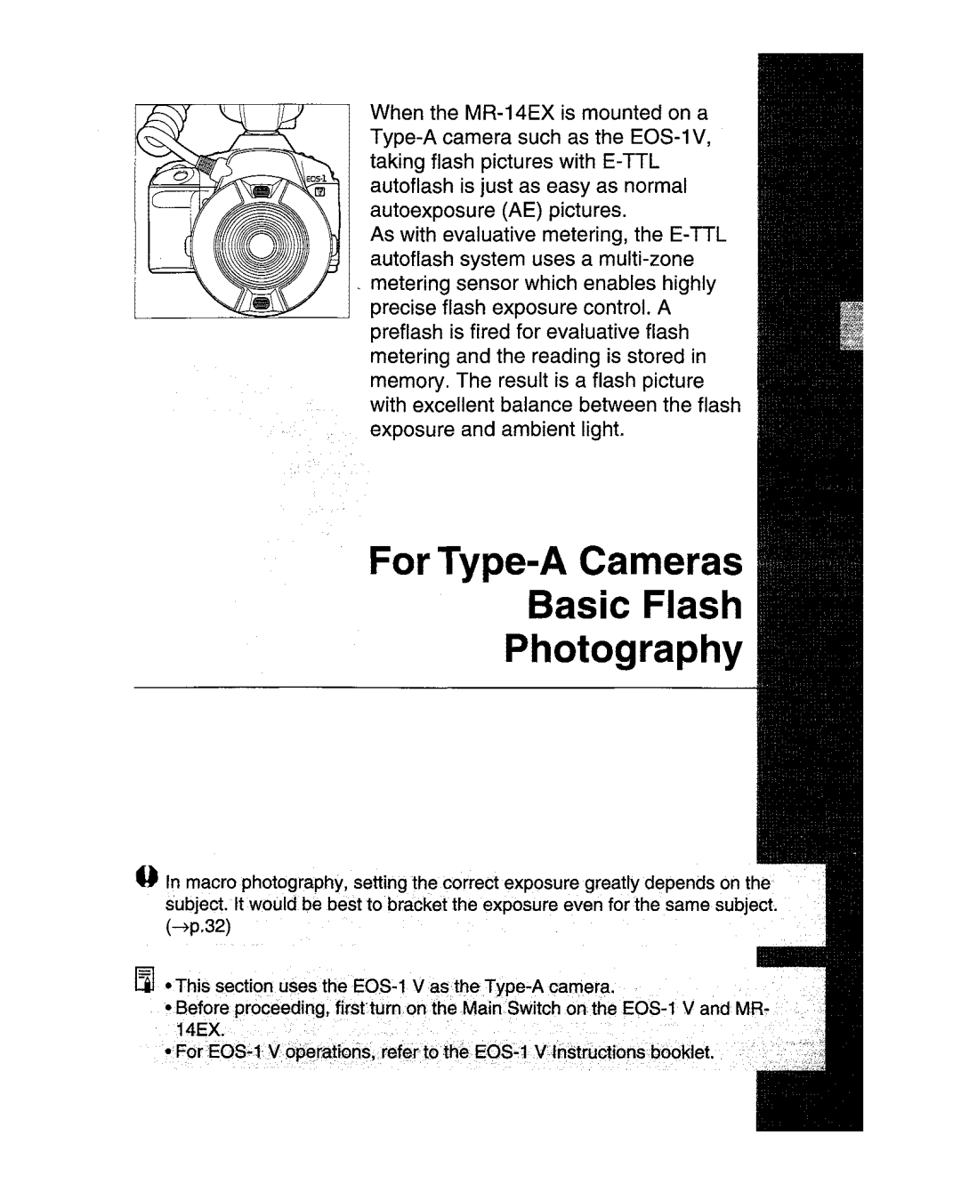 Canon MR-14EXl manual For Type-A Cameras Basic Flash Photography 