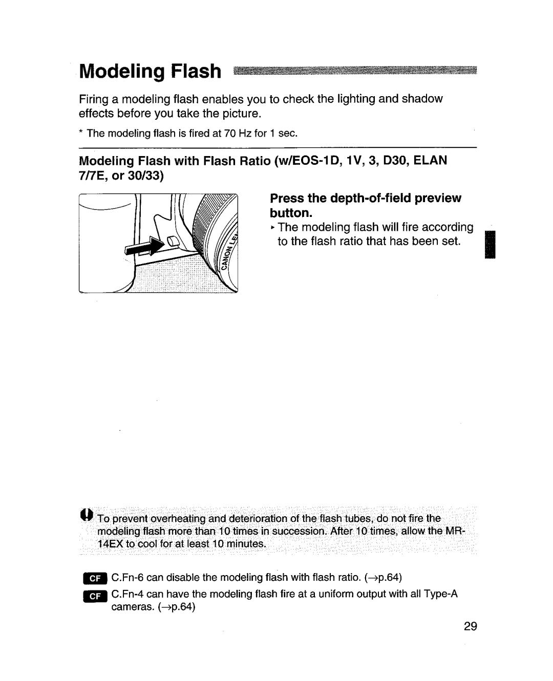 Canon MR-14EXl manual ~ The modeling flash will fire according 