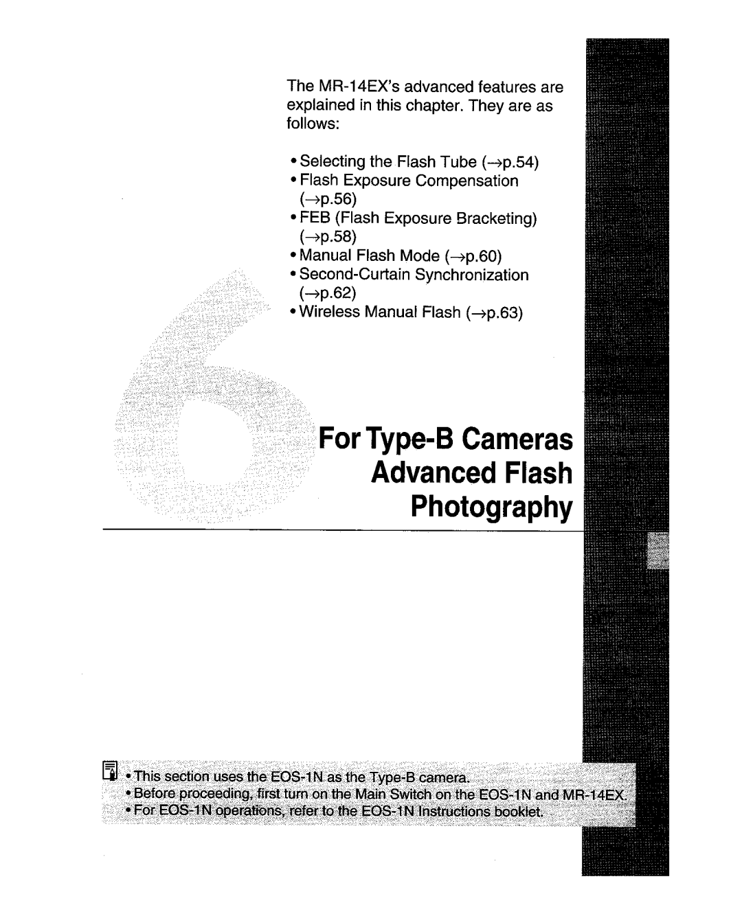 Canon MR-14EXl manual For Type-B Cameras Advanced Flash Photography 