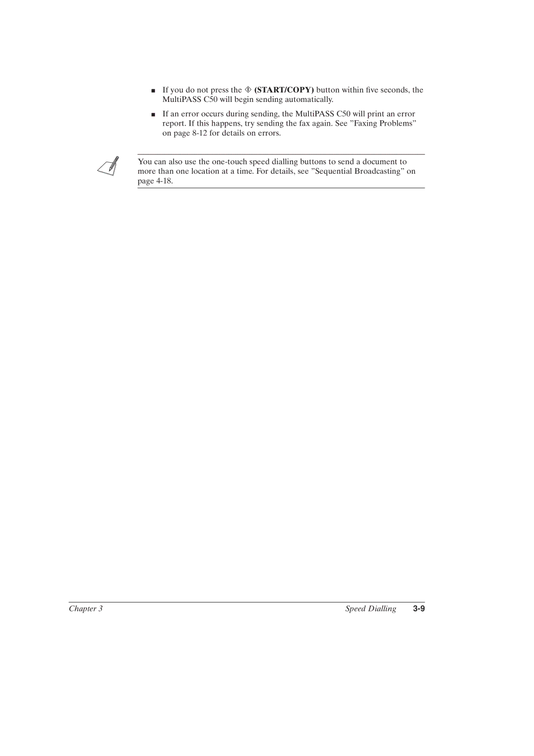 Canon MultiPASSTM C50 manual Chapter Speed Dialling 