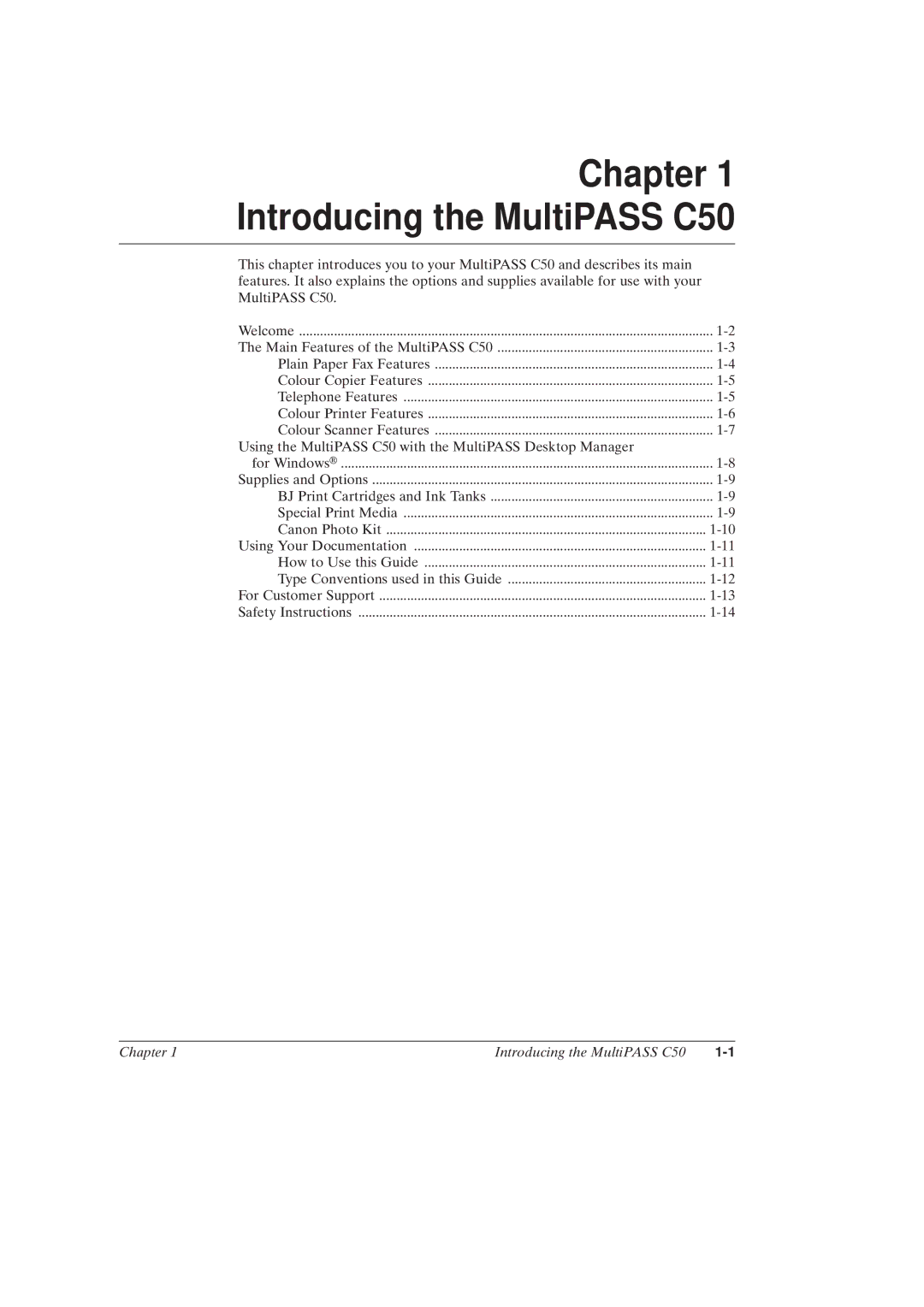 Canon MultiPASSTM C50 manual Introducing the MultiPASS C50 