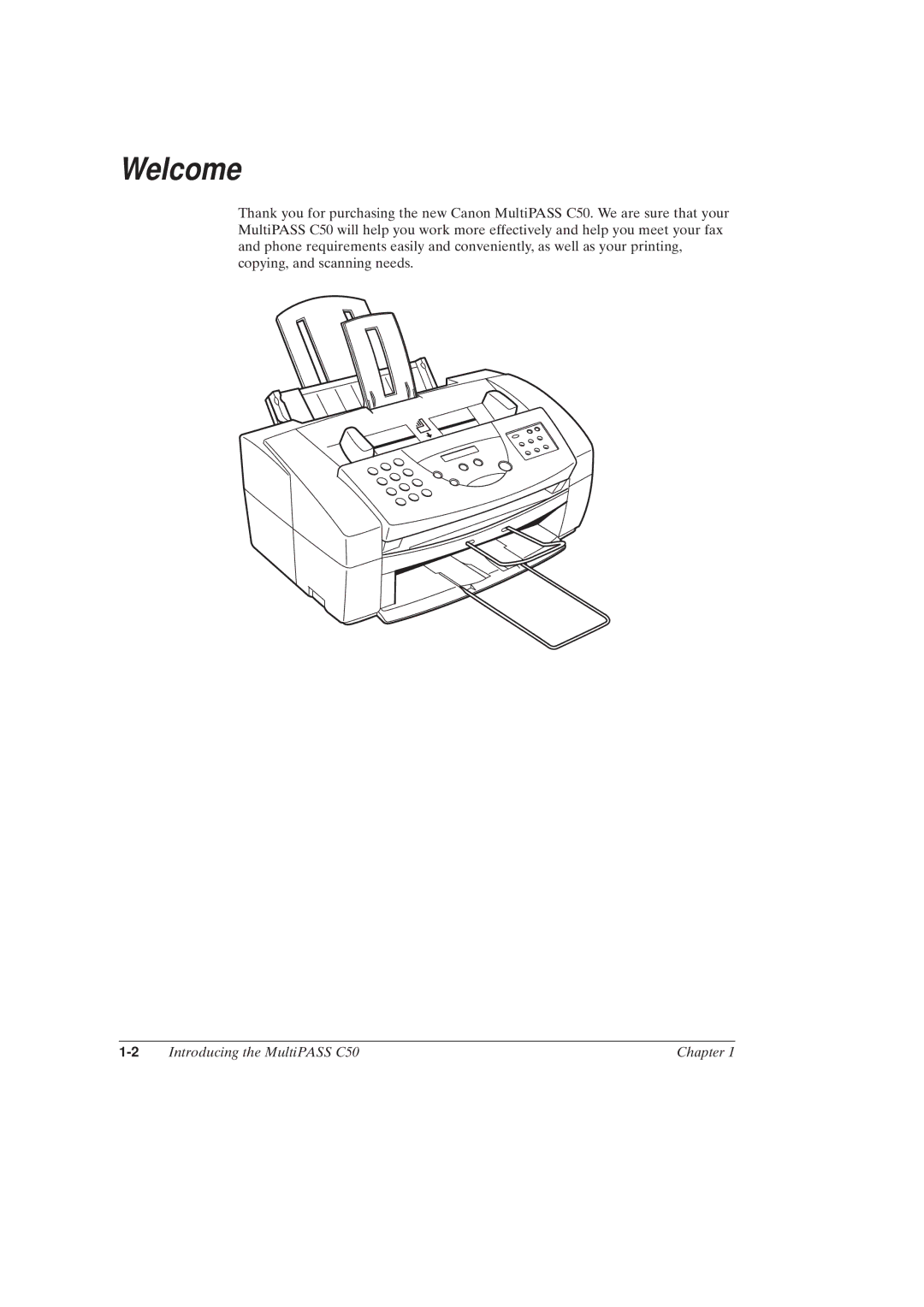 Canon MultiPASSTM C50 manual Welcome 