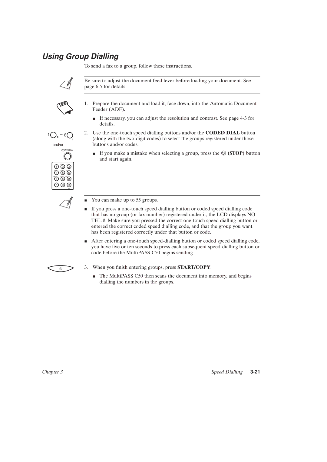 Canon MultiPASSTM C50 manual Using Group Dialling 