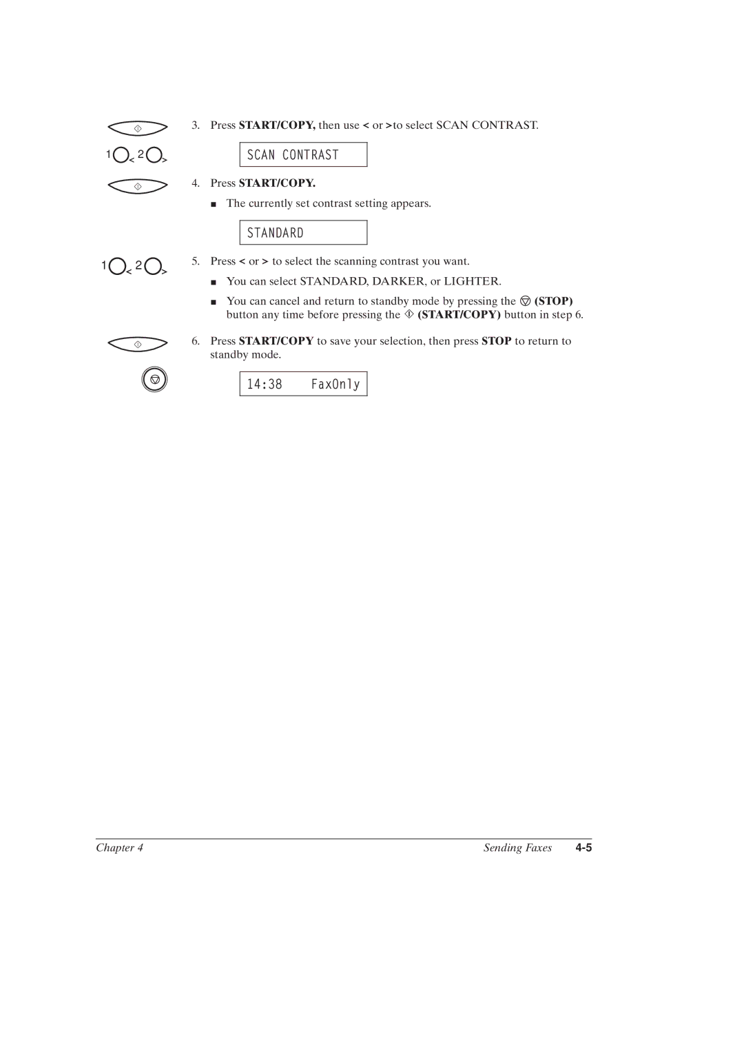 Canon MultiPASSTM C50 manual Scan Contrast, Press START/COPY 