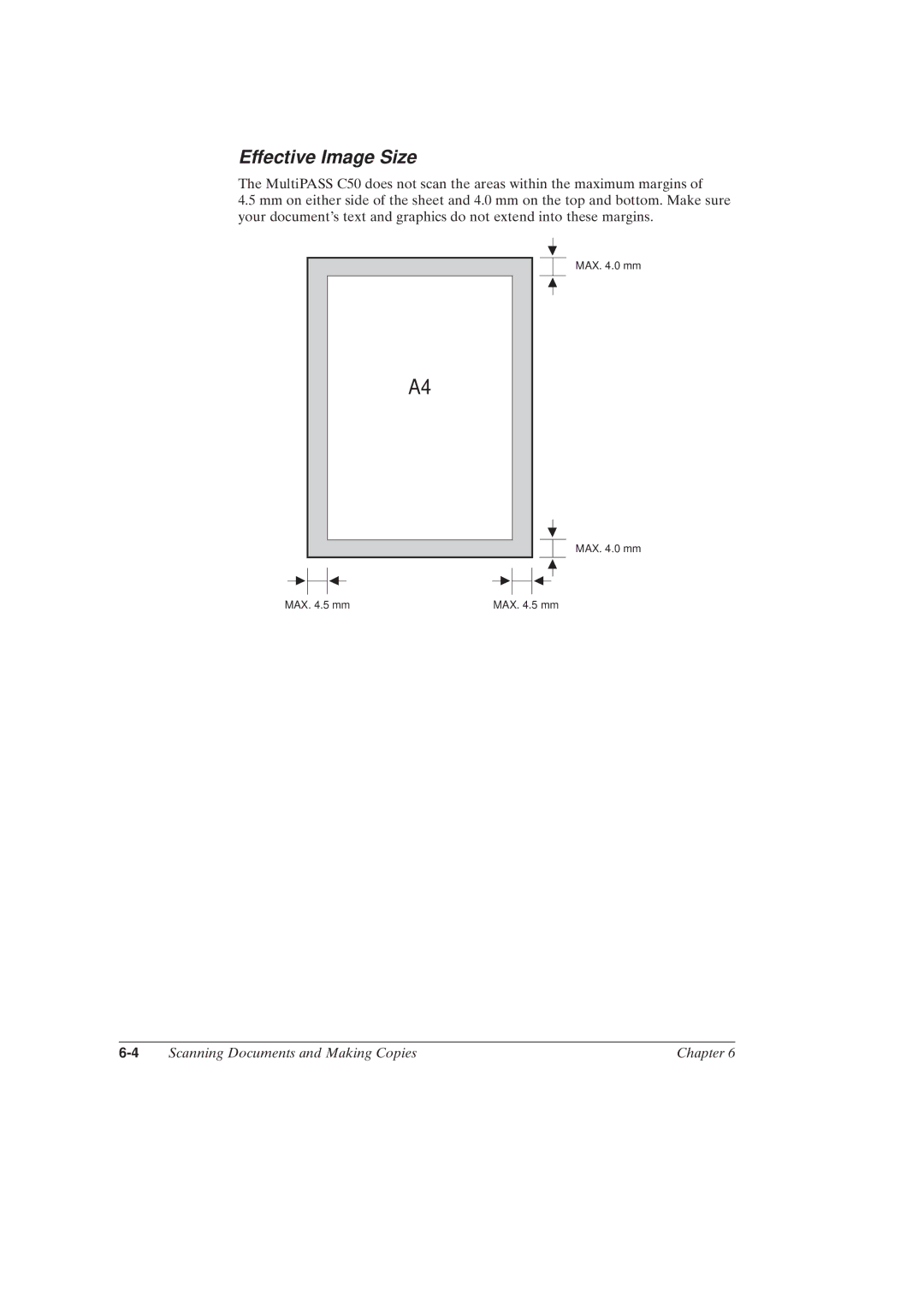 Canon MultiPASSTM C50 manual Effective Image Size 