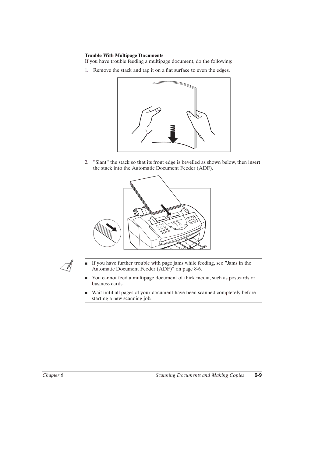 Canon MultiPASSTM C50 manual Trouble With Multipage Documents 