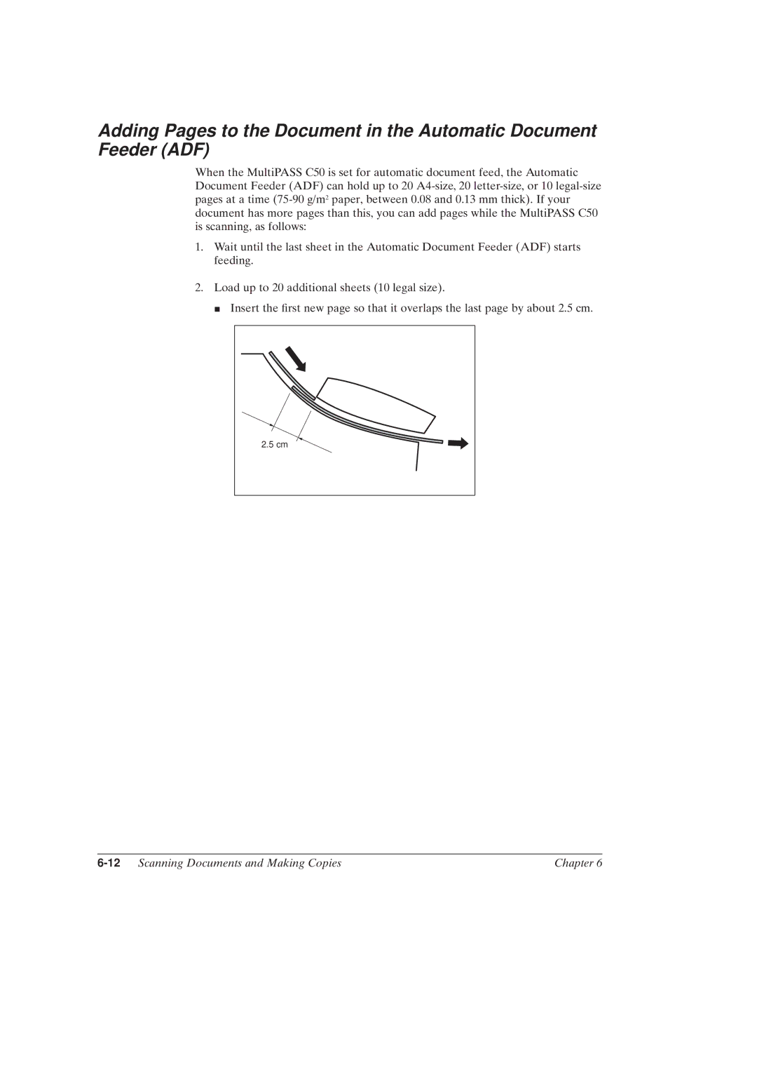 Canon MultiPASSTM C50 manual 12Scanning Documents and Making Copies Chapter 