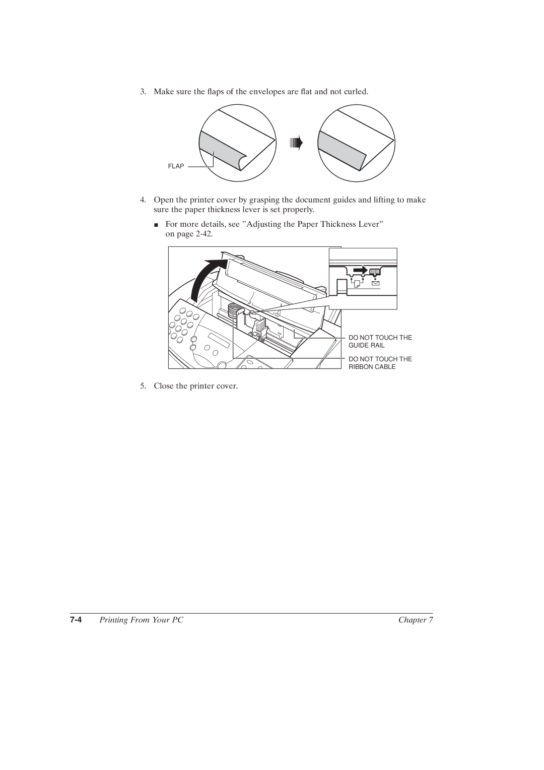 Canon MultiPASSTM C50 manual Make sure the ¯aps of the envelopes are ¯at and not curled 