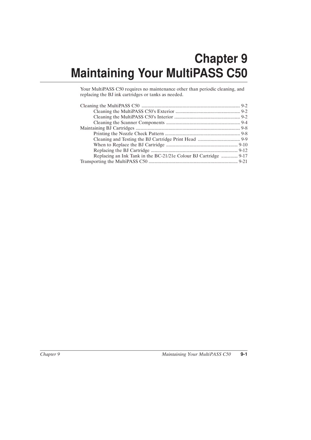 Canon MultiPASSTM C50 manual Maintaining Your MultiPASS C50 