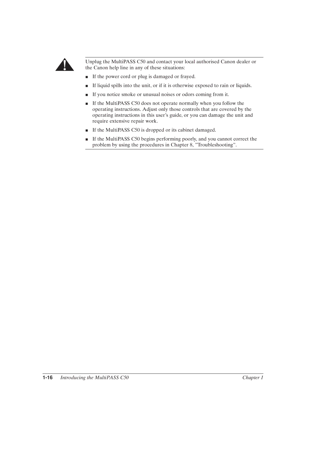 Canon MultiPASSTM C50 manual 16Introducing the MultiPASS C50 Chapter 