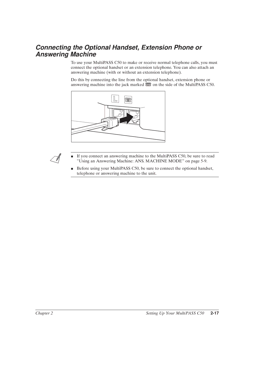 Canon MultiPASSTM C50 manual Chapter Setting Up Your MultiPASS C50 