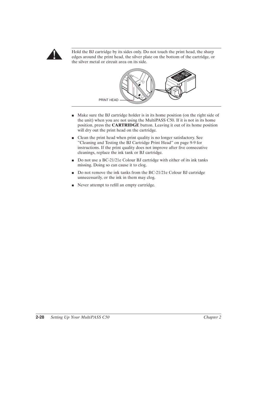 Canon MultiPASSTM C50 manual 28Setting Up Your MultiPASS C50 Chapter 